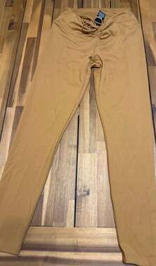 Pink Active Leggings Size L Tan Ruching